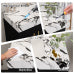 Bathroom Vanity with Marble Countertop, Black Modern Vanity Cabinet with Gold Handles, Ceramic Sink Vanity with Drawers for Bathroom
