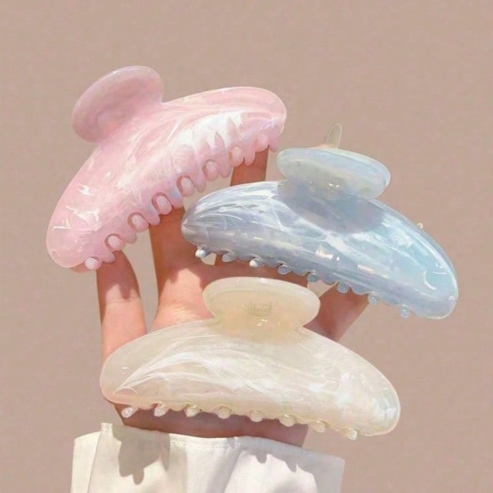 Marble Swirl Large Hair Claw Clip, Pastel Color Acrylic Jaw Hair Clip for Thick Hair, Non-slip Strong Hold Hair Grab Barrette for Women Girls
