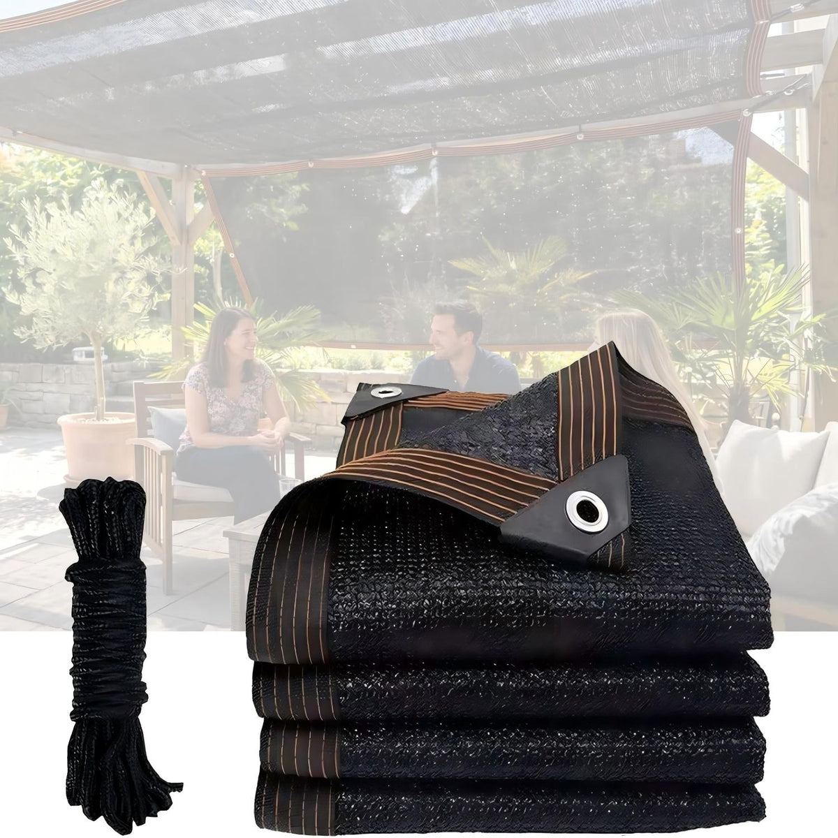 Black Shade Cloth 70%, Mesh Tarp - Garden Shade for Greenhouse, Patio, Plants Cover and Chicken Coops, Sun Shade Net for Outdoor, 11.8x15.8 FT