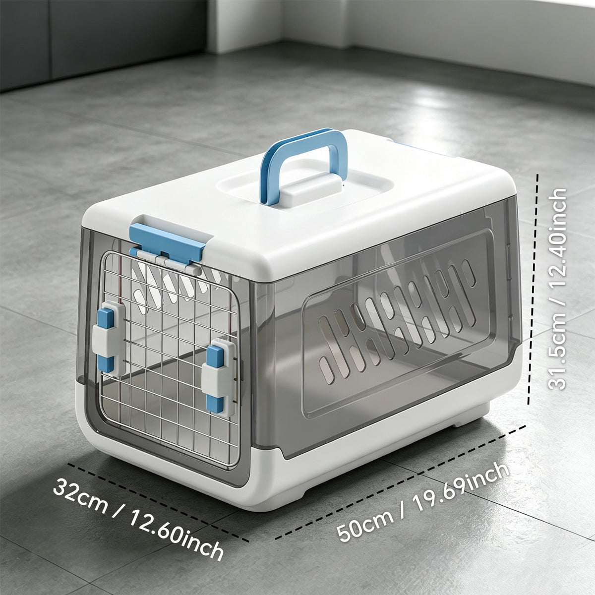Portable Outdoor Cat Enclosure with Metal Wire Ventilation, Hard-Sided Pet Travel Kennel Carrier for Cats, Puppies, Rabbits and Small Animals