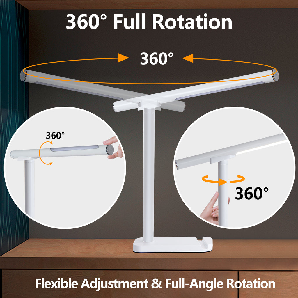 AEELLEEA Magnetic LED Desk Lamp, 360° Rotatable Detachable Light Bar, 15 Lighting Modes Dimmable USB Table Lamp for Study Reading Work
