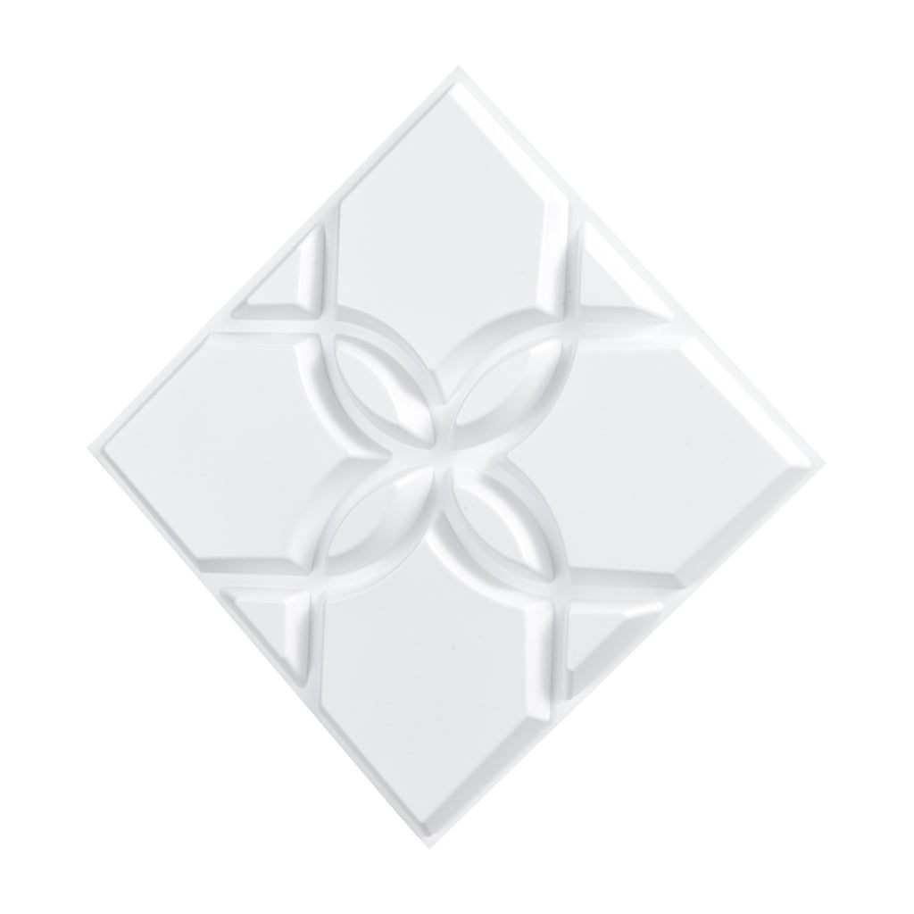 3D Wall Panels 33-Pack, 11.81" x 11.81" Floral Matte White Textured PVC - 32 Sq. Ft Coverage
