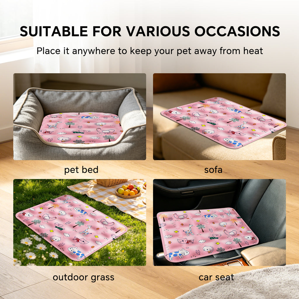 Water-Fill Pet Cooling Mat for Cats & Dogs, Reusable Summer Cooling Pad, Pink, 27.56" x 47.24"