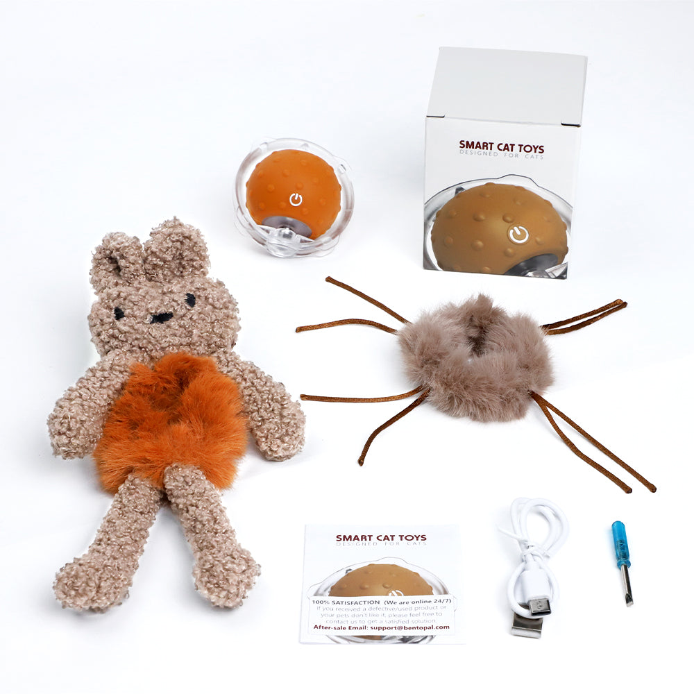 Interactive Indoor Cat Toys: Rabbit Cover Fast - Moving Ball, Bird Chirping Toy & Automatic Kitten Toys
