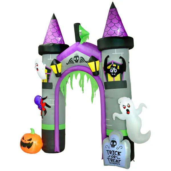 12ft Large Inflatable Halloween Archway with Ghost Pumpkin Spider Bat, Built-in LED, Weatherproof Outdoor Yard Decor