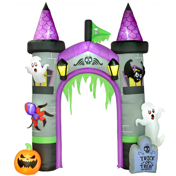 12ft Large Inflatable Halloween Archway with Ghost Pumpkin Spider Bat, Built-in LED, Weatherproof Outdoor Yard Decor