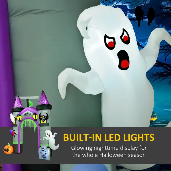 12ft Large Inflatable Halloween Archway with Ghost Pumpkin Spider Bat, Built-in LED, Weatherproof Outdoor Yard Decor