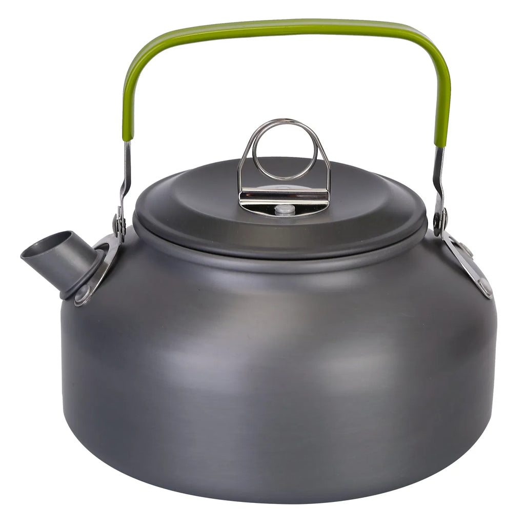 12Pcs Camping Cookware Set, Lightweight Anodized Aluminum Pot Pan Kettle with Cups & Cutlery for Outdoor Cooking