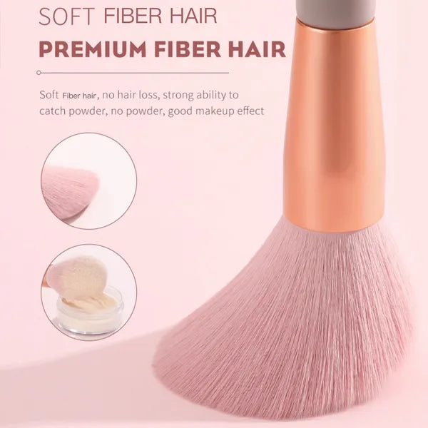 13pc Makeup Brush Set for Face & Eyes, Soft Fiber Bristles, Wood Handles, Aluminum Ferrules with Velvet Travel Pouch, Pink