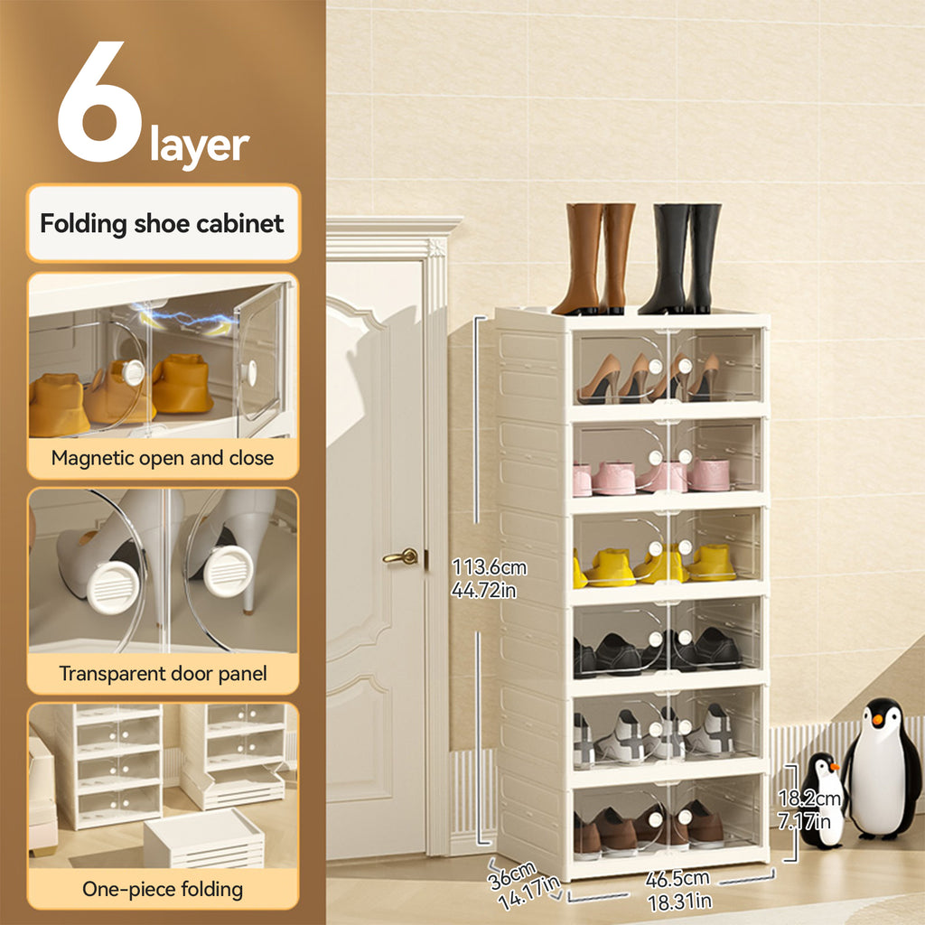 Stackable Shoe Rack and Organizer Shelf– Portable, Collapsible, Free-Standing Storage for Shoes, Sneakers, Shoe Boxes, Closet, Garage, Entryway