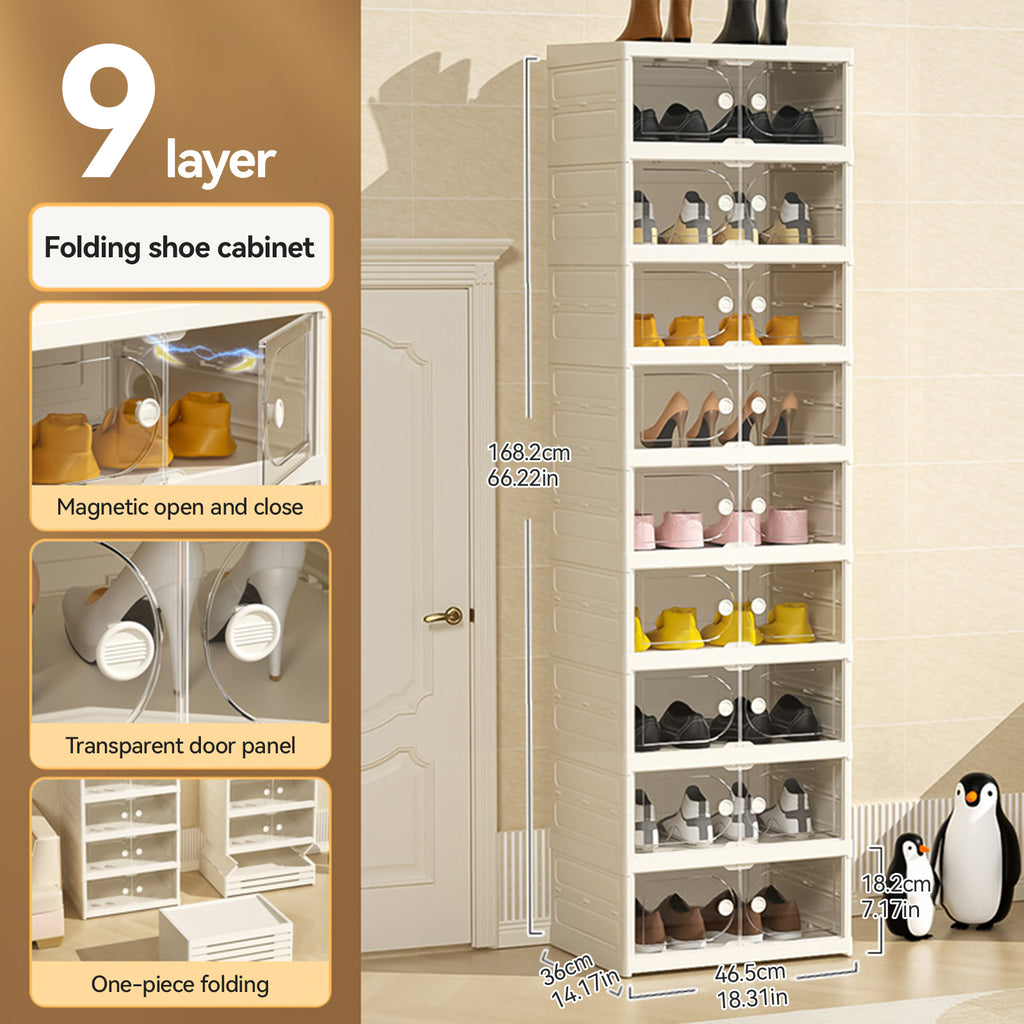 Stackable Shoe Rack and Organizer Shelf– Portable, Collapsible, Free-Standing Storage for Shoes, Sneakers, Shoe Boxes, Closet, Garage, Entryway