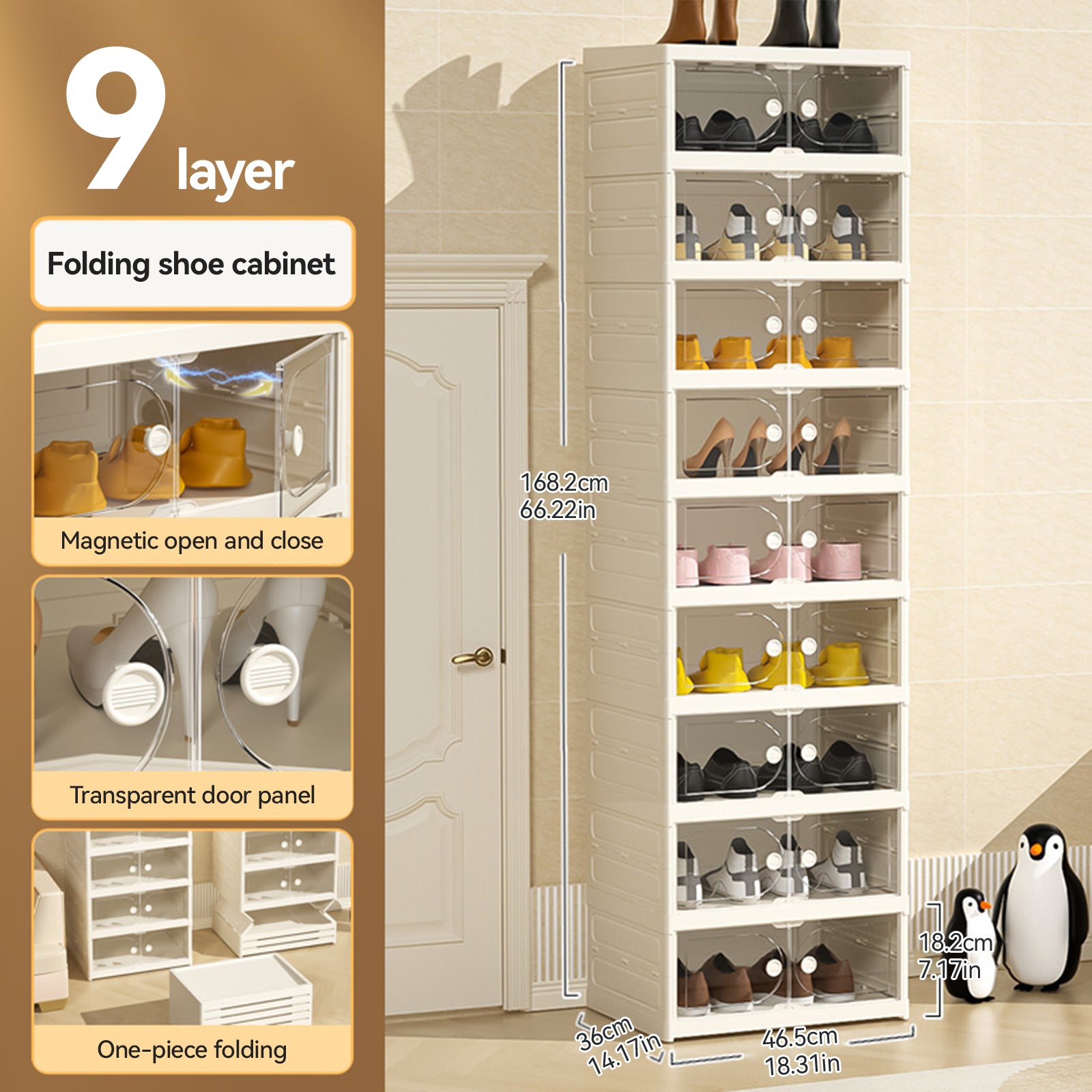 Stackable Shoe Rack and Organizer Shelf– Portable, Collapsible, Free-Standing Storage for Shoes, Sneakers, Shoe Boxes, Closet, Garage, Entryway