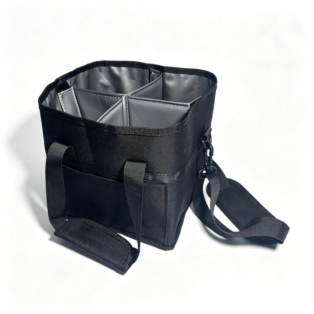 Insulated Drink Carrier Bag with 4 Compartments, Family Size Drink Holder Tote, Leakproof Base, Adjustable Shoulder Strap, Foldable Drink Caddy for Travel, Sports & Outdoor Activities