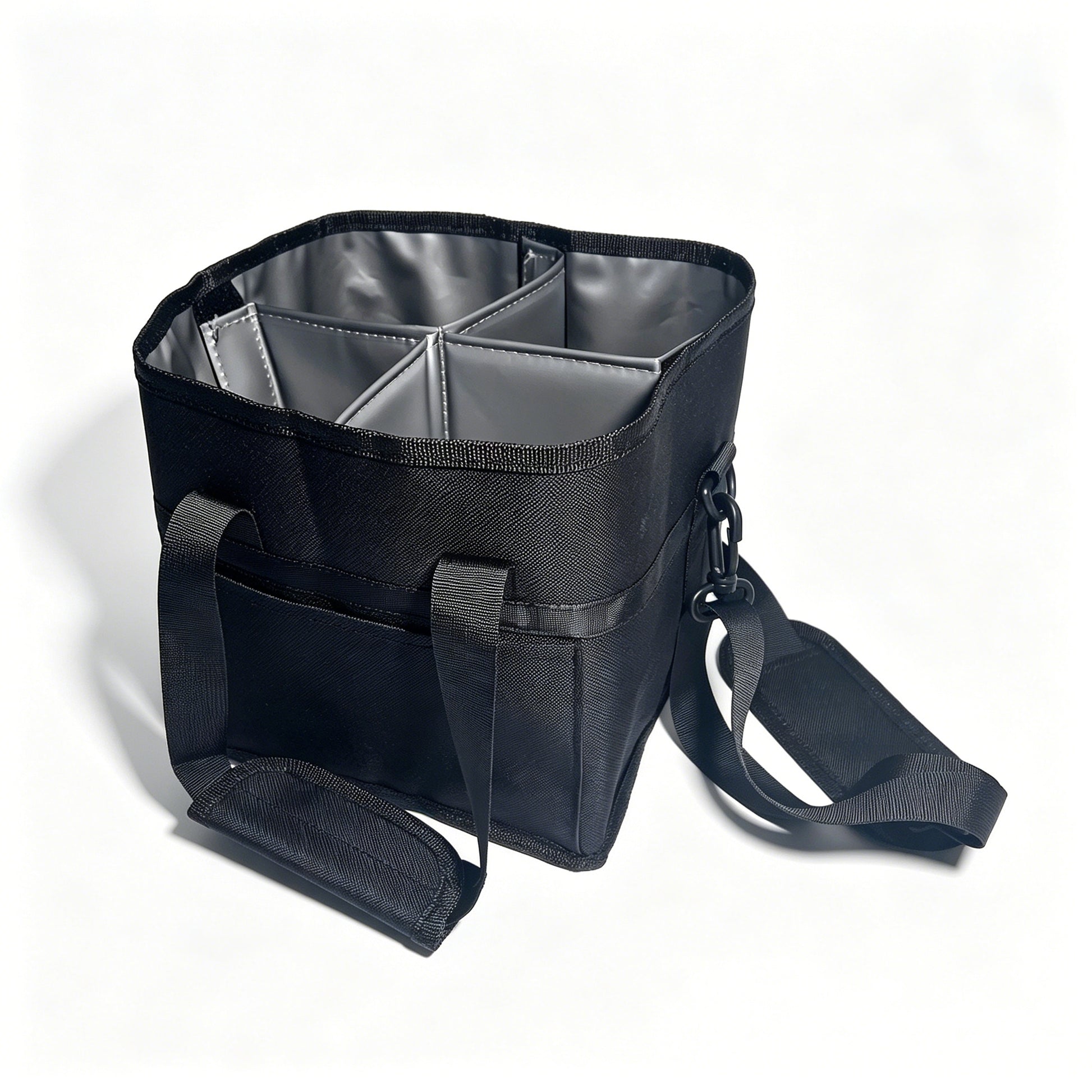 Insulated Drink Carrier Bag with 4 Compartments, Family Size Drink Holder Tote, Leakproof Base, Adjustable Shoulder Strap, Foldable Drink Caddy for Travel, Sports & Outdoor Activities