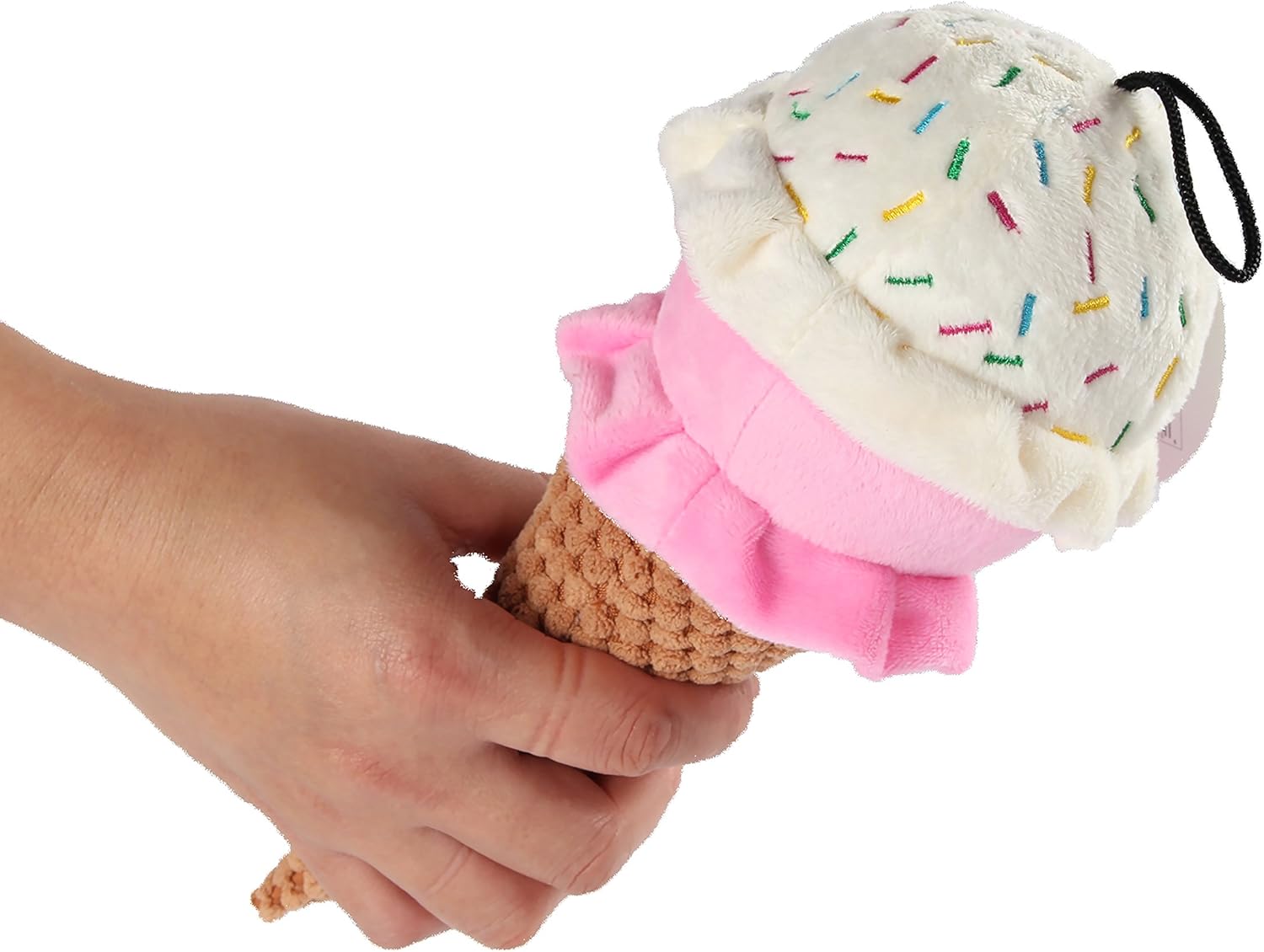 ZippyPaws Pet Lou Durable Plush Dogs Squeak Toys. 10-Inch Ice Cream