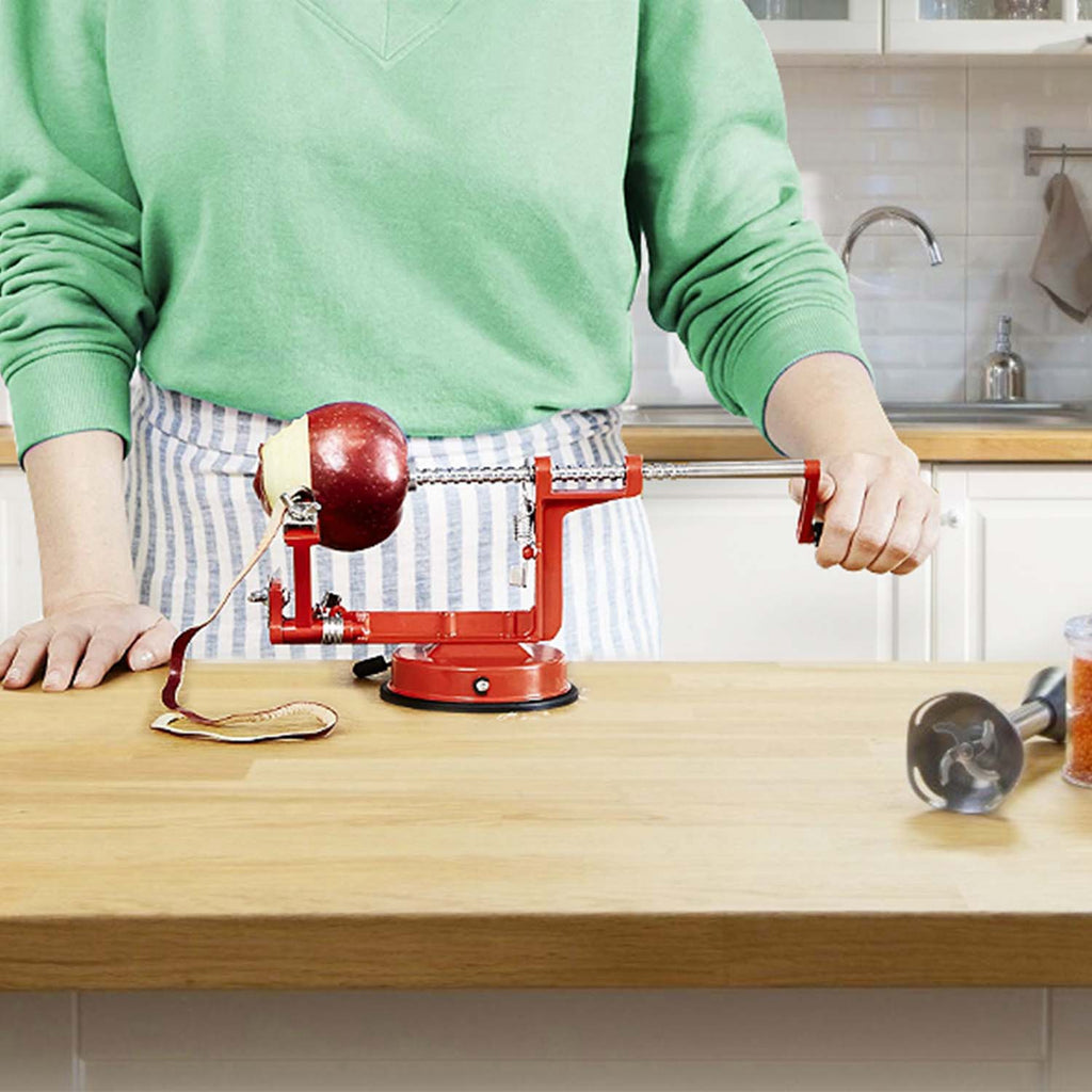 3 in 1 Apple Peeler Slicer Corer, Manual Hand Crank Fruit Peeler with Strong Suction Base, Stainless Steel Blade for Apple Potato