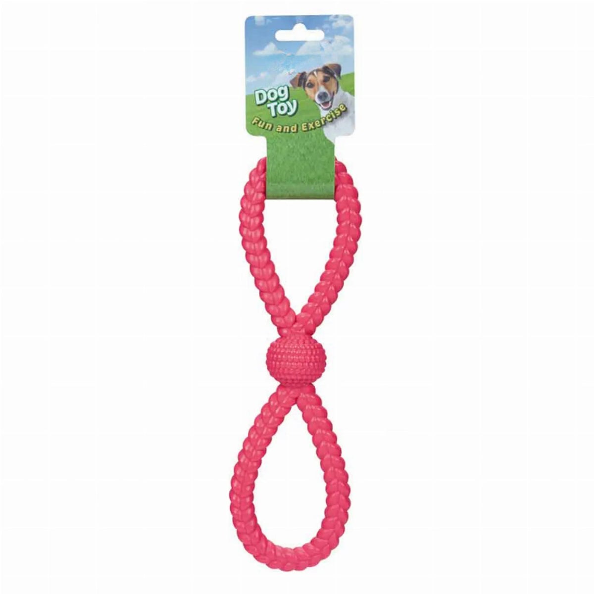 6-Pack 10.5-Inch Figure-8 Dog Tug Toys, Durable TPR Chew & Fetch Toys for Interactive Play, Red