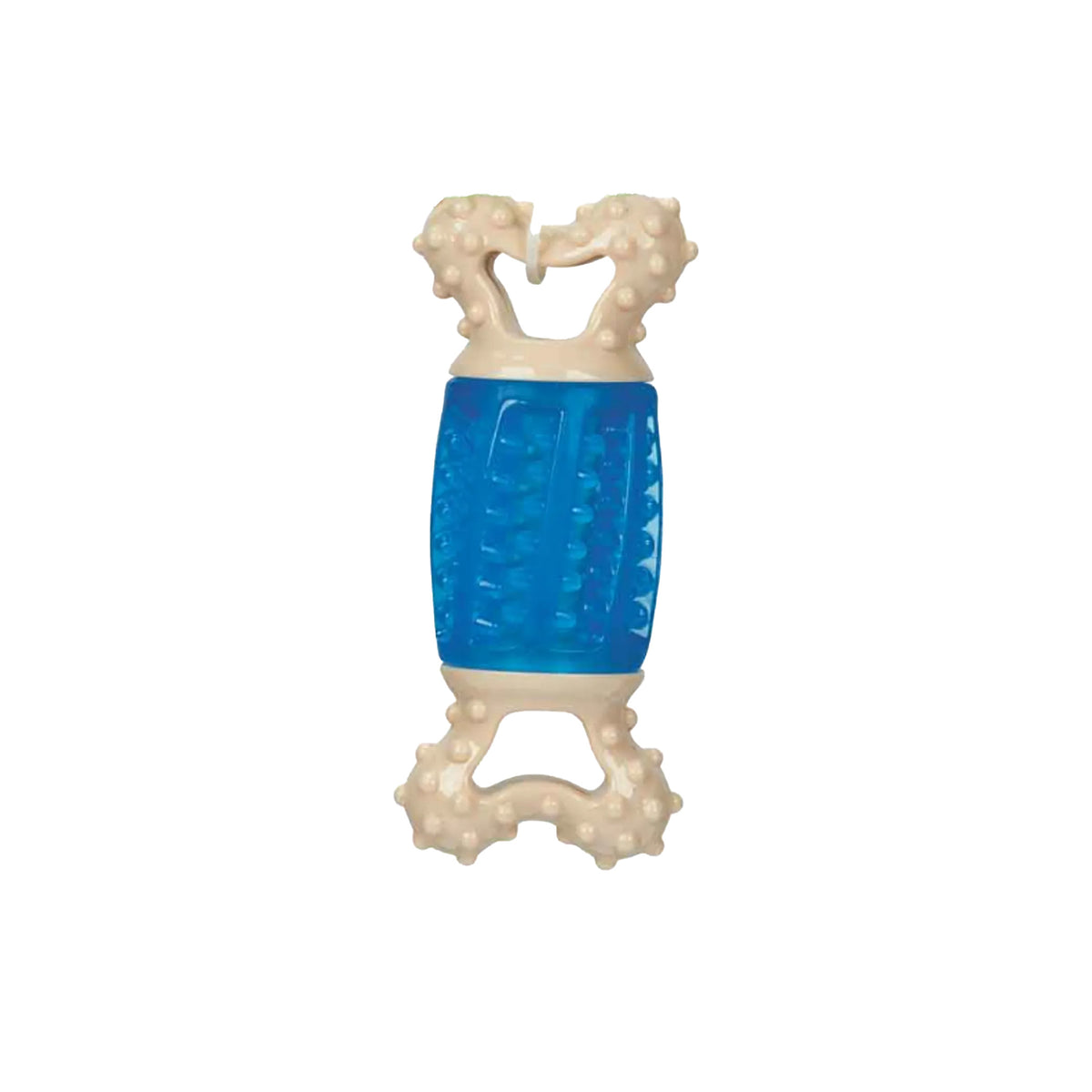 5.75-Inch Textured TPR Bone Dog Chew Toy, Durable Interactive Bounce Toy, Blue