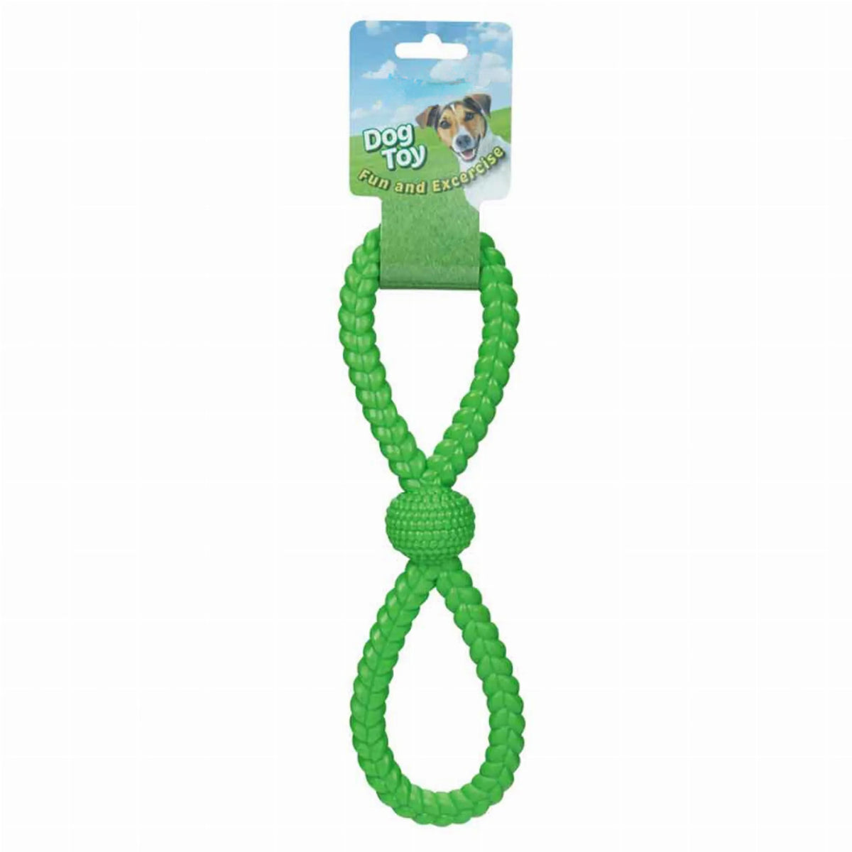 6-Pack 10.5-Inch Figure-8 Dog Tug Toys, Durable TPR Chew & Fetch Toys for Interactive Play, Green