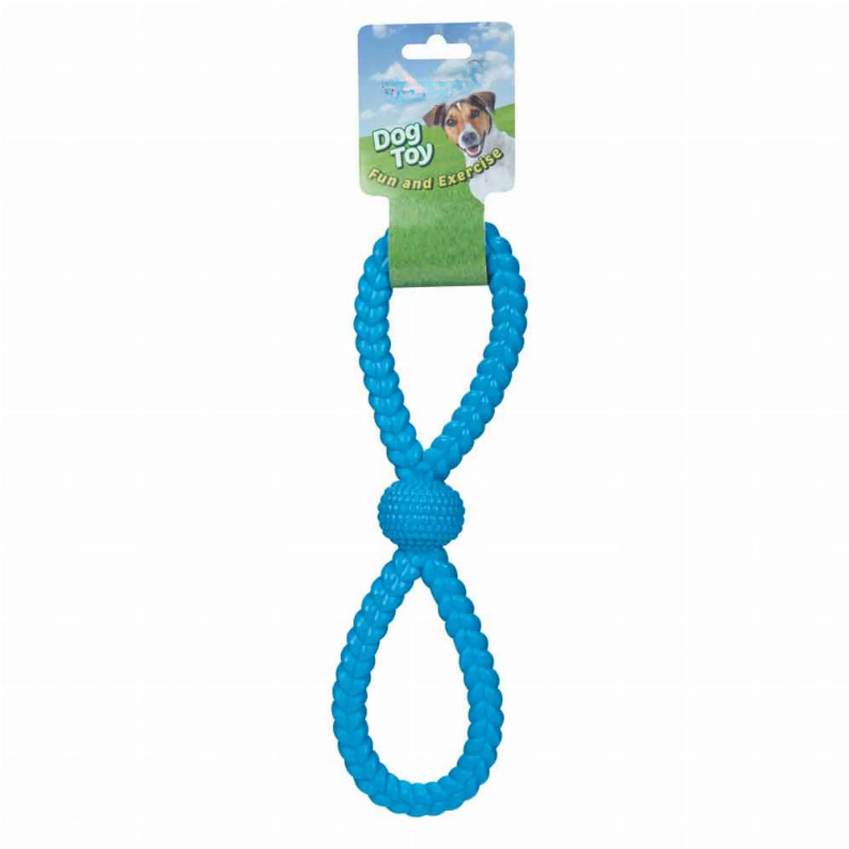 6-Pack 10.5-Inch Figure-8 Dog Tug Toys, Durable TPR Chew & Fetch Toys for Interactive Play, Blue