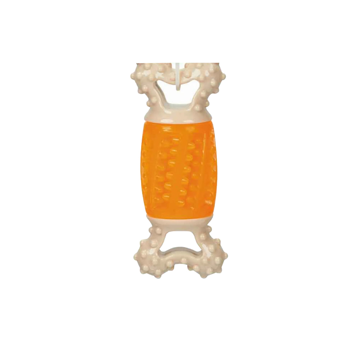 5.75-Inch Textured TPR Bone Dog Chew Toy, Durable Interactive Bounce Toy, Orange