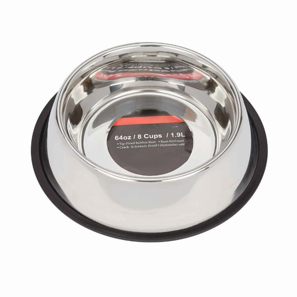 3-Pack 64 oz Heavy-Duty Stainless Steel Dog Bowls, Non-Slip No-Tip Food & Water Dishes, Silver