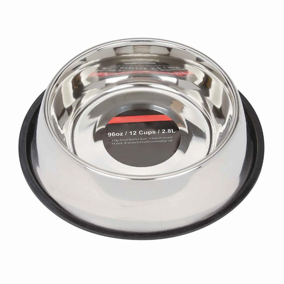 3-Pack 96 oz Heavy-Duty Stainless Steel Dog Bowls, Non-Slip No-Tip Food & Water Dishes, Silver