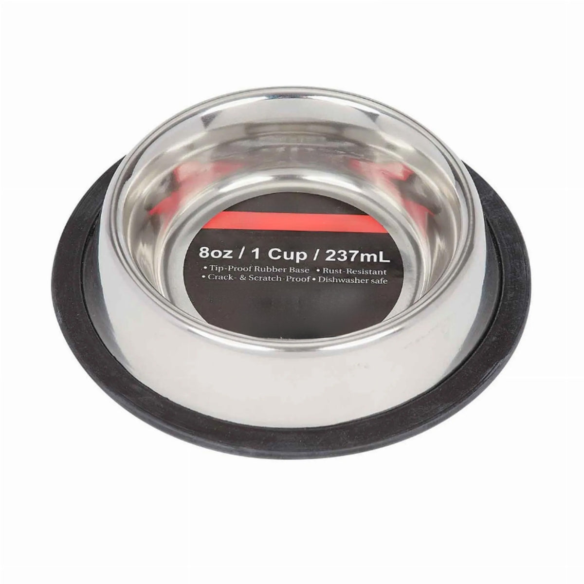 6-Pack 8 oz Heavy-Duty Stainless Steel Pet Bowls, Non-Slip No-Tip Food & Water Dishes, Silver