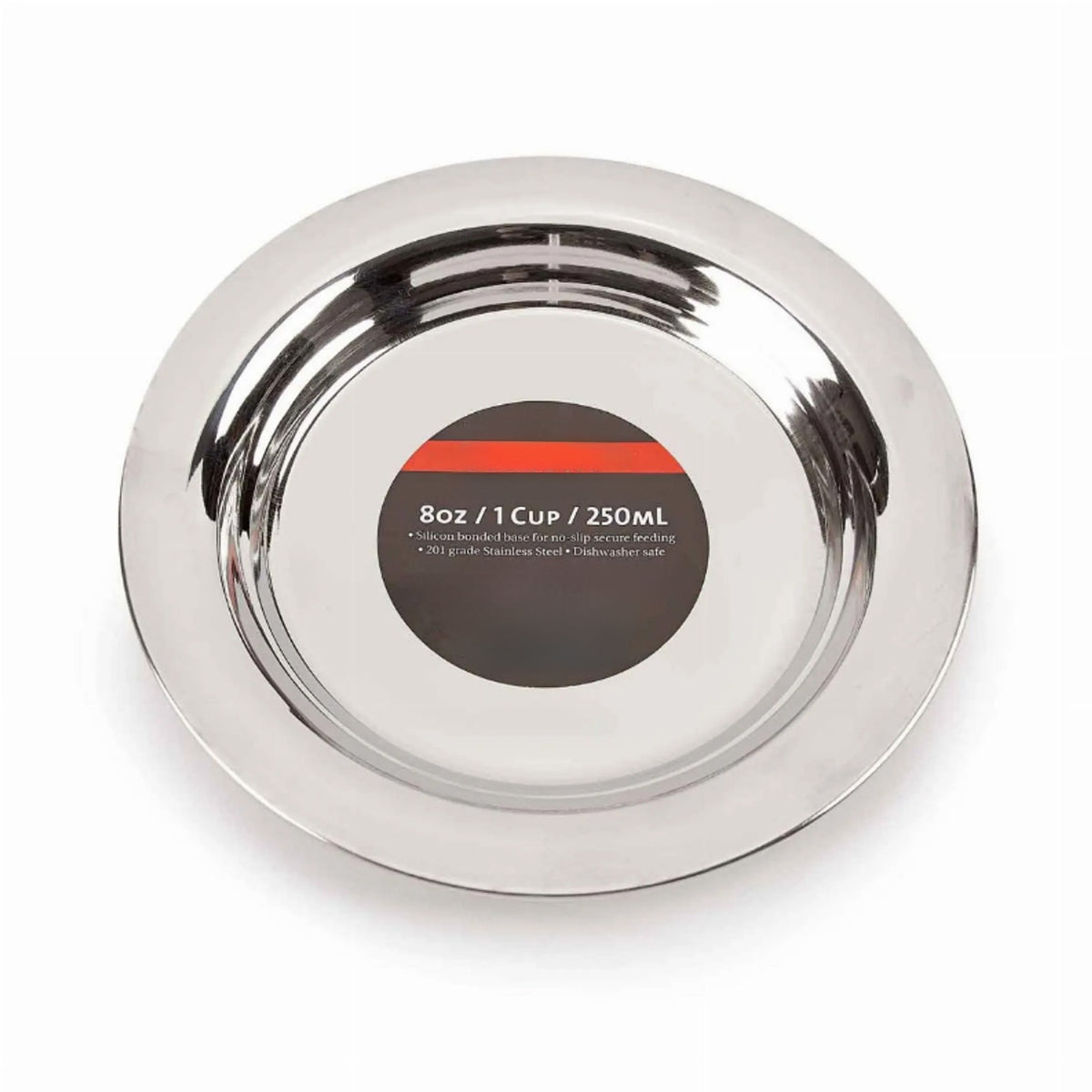 3-Pack 8 oz Stainless Steel Cat Plates, Shallow Non-Slip Food & Water Bowls, Dishwasher Safe