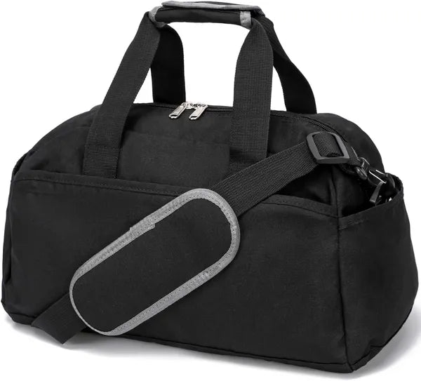 Aeelleea 14 Inch Small Gym Duffle Bag, Lightweight Mini Travel Sports Handbag for Men Women, Black, Fits Gym Locker & Airplane Under Seat