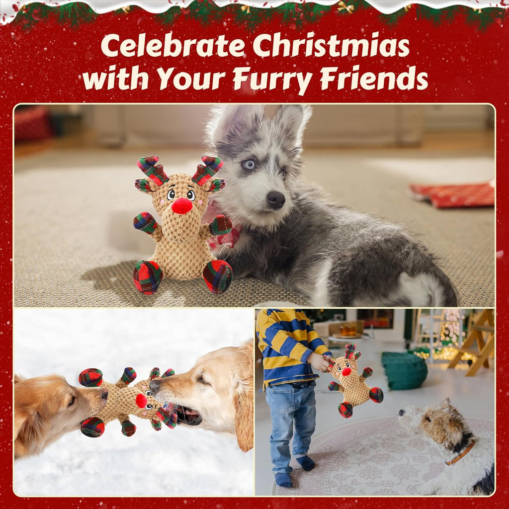 Dog Toys, Dog Squeaky Toy with Crinkle Paper, Interactive Durable Plush Dog Chew Toys for Puppy, Small, Middle, Large Dogs Training and Reduce Boredom