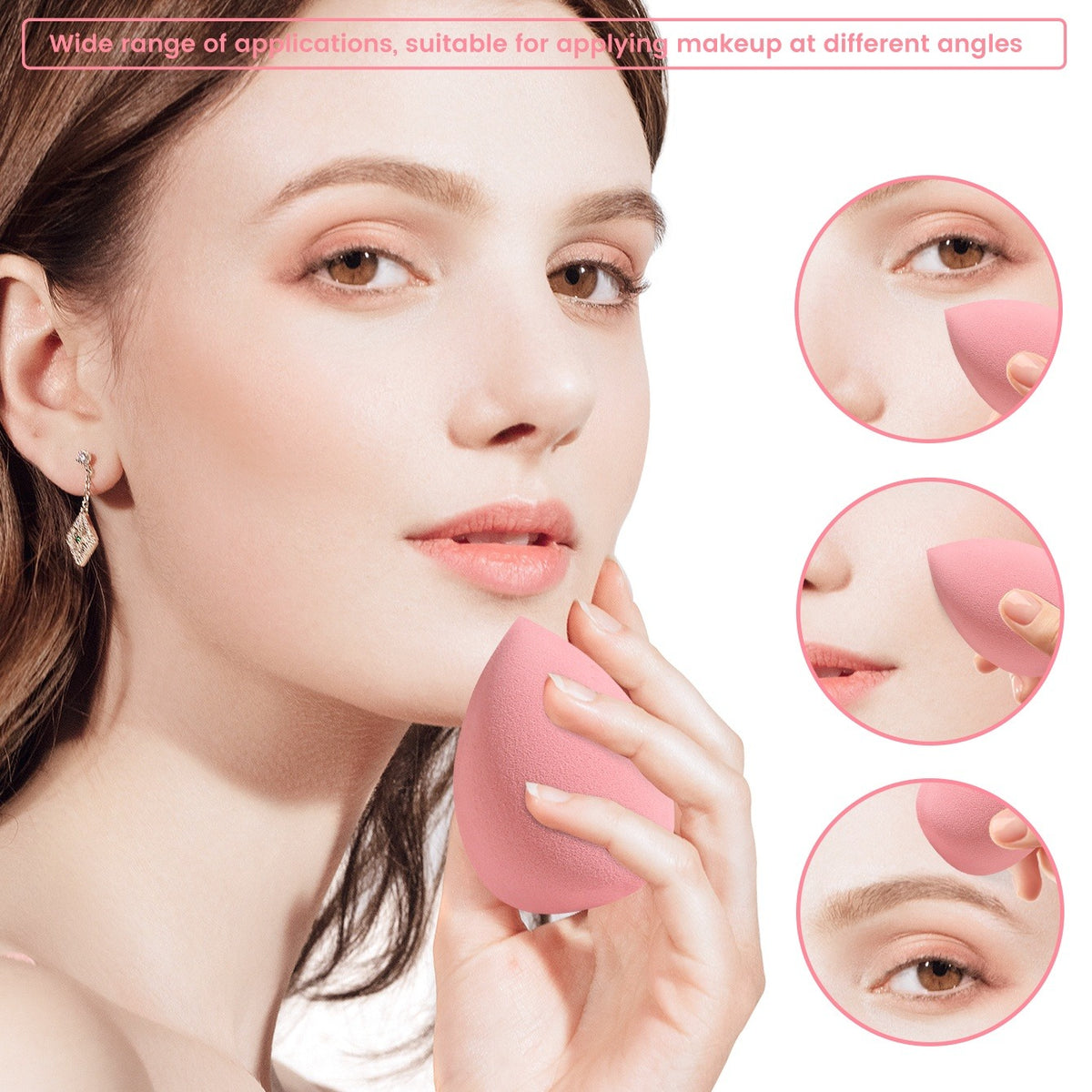 12Pcs Pink Makeup Tool Set, Beauty Blenders, Powder Puffs, Bow Headband, Multi-Size Cosmetic Applicator Kit for Beginners