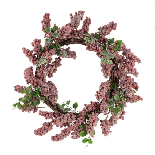 AEELLEEA 18" Artificial Frosted Berry Christmas Wreath, Grapevine Winter Front Door Wall Holiday Decor