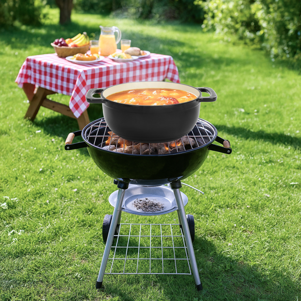 AEELLEEA 5 Quart Enameled Cast Iron Dutch Oven with Lid, Dual Handles, Induction Compatible, Black