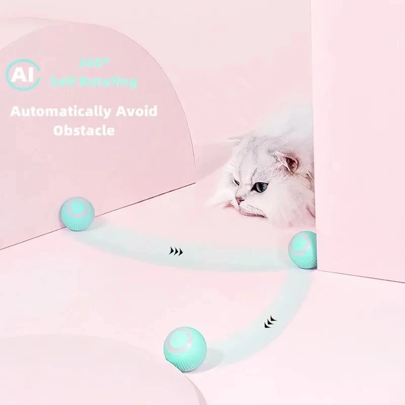 Automatic Rolling Cat Toy Ball, Interactive Smart Motion Activated Pet Play Ball for Indoor Cats & Kittens