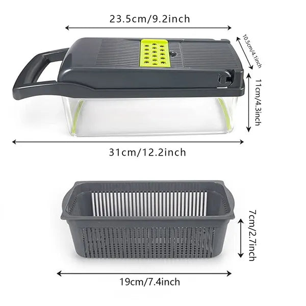 Aeelleea 15 in 1 Vegetable Chopper Slicer with Container, Fruit Dicer, Multi Functional Kitchen Food Cutter for Veggies Fruit