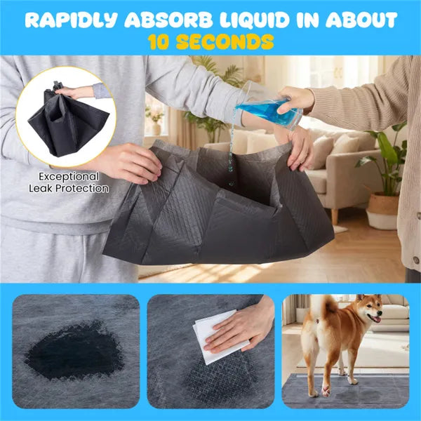 150 Pack 24x24 Charcoal Dog Pee Pads, 6-Layer Activated Carbon Odor Control Leak-Proof Puppy Training Pads