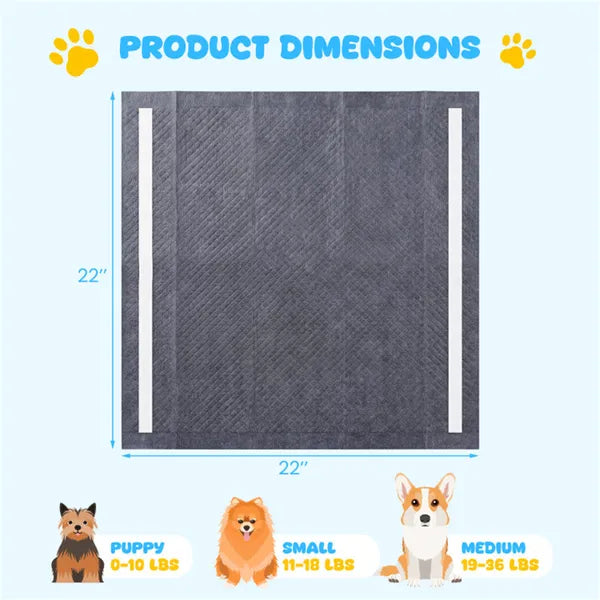 150 Pack 24x24 Charcoal Dog Pee Pads, 6-Layer Activated Carbon Odor Control Leak-Proof Puppy Training Pads