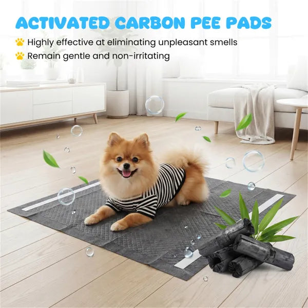 150 Pack 24x24 Charcoal Dog Pee Pads, 6-Layer Activated Carbon Odor Control Leak-Proof Puppy Training Pads