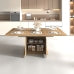 Extendable Dining Table, Rectangular Wood Dining Table with Storage Shelf Pedestal Base, Fluted Modern Table for Kitchen Dining Room