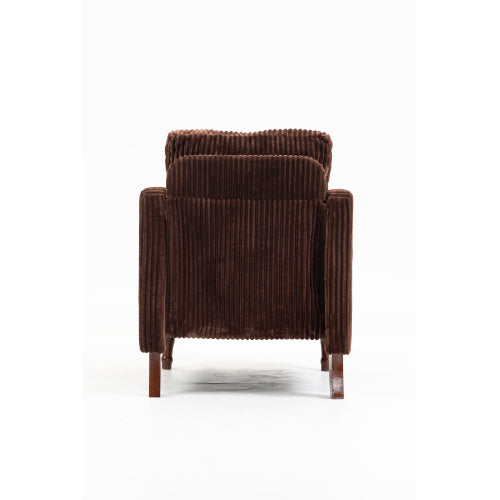 AEELLEEA Mid Century Corduroy Accent Chair, Armchair with Solid Wood Legs & Side Pocket