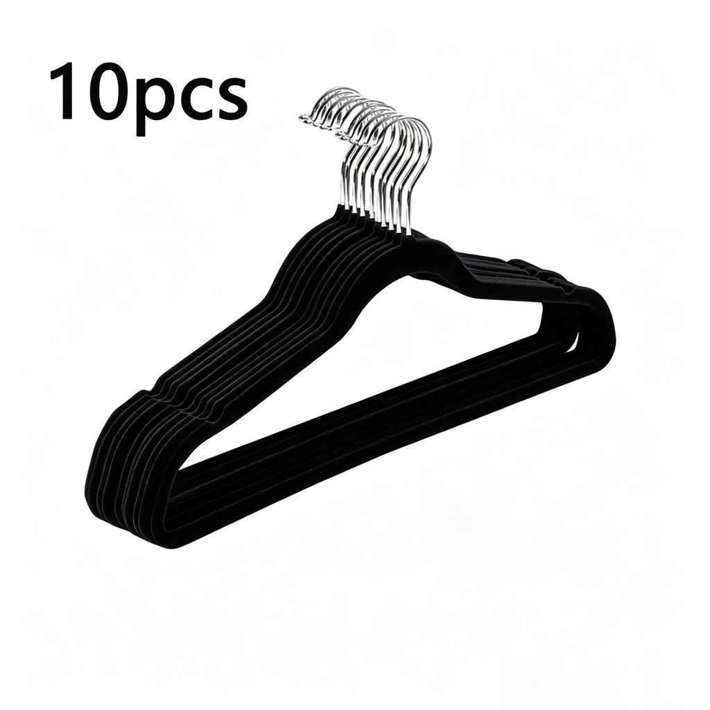 10 PACK VELVET HANGER BLACK