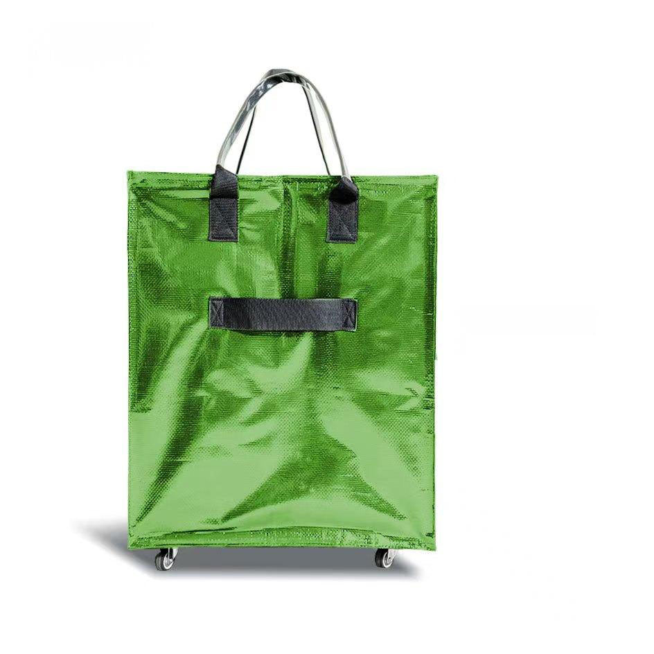 Folds Flat Reusable Grocery Bag on Wheels, Waterproof Shopping Trolley Bag, Foldable Rolling Cart Bag for Grocery, Travel & Home Storage, Space-Saving Utility Organizer