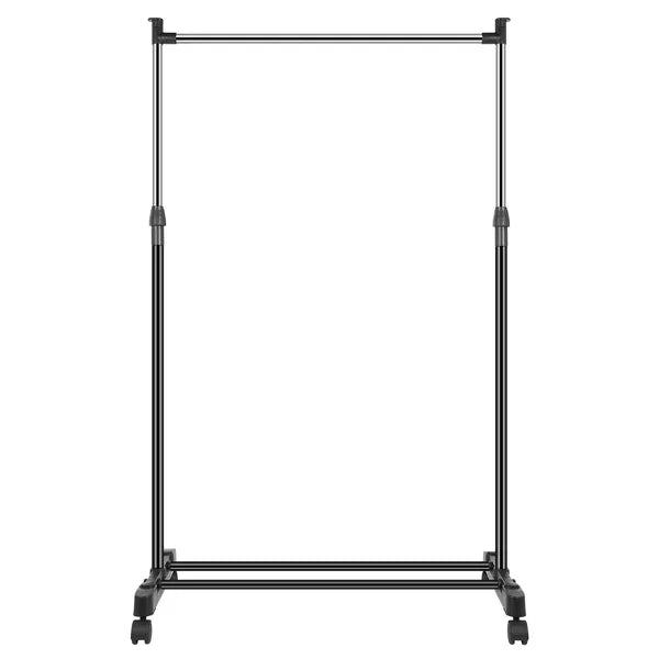 Aeelleea Foldable Rolling Garment Rack, 33lbs Height Adjustable Clothes Stand w/ Wheels Shelf for Dorm Home