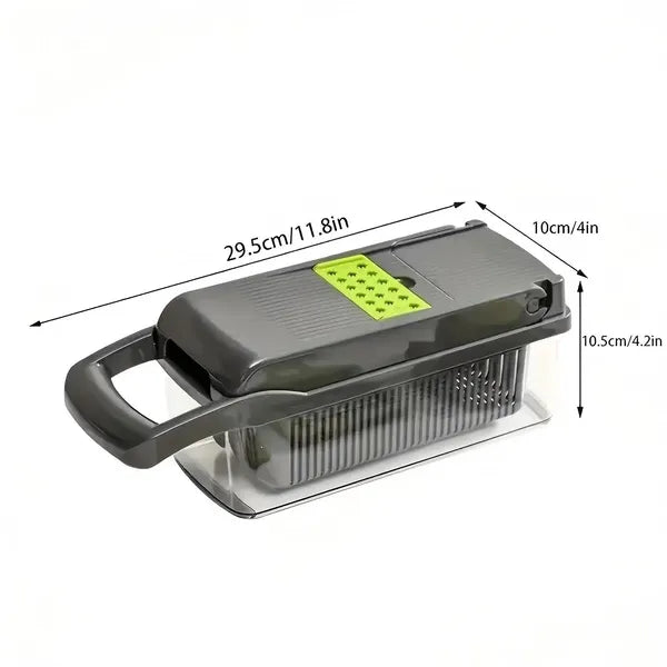 16-in-1 Vegetable Chopper, Onion Dicer Slicer Cutter, Stainless Steel Blades Fruit Veggie Food Chopper with Storage Container