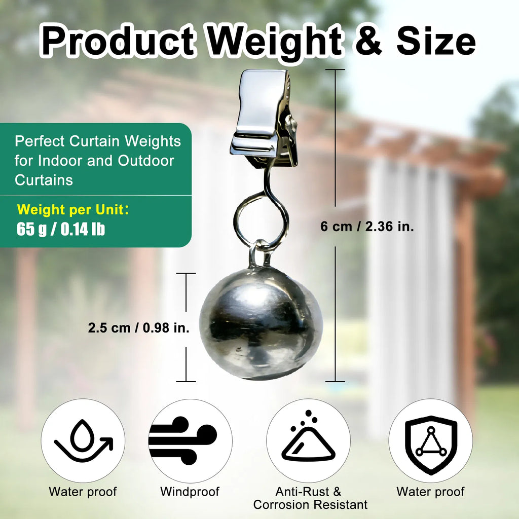 16 Pack Outdoor Curtain Weights with Stainless Steel Clips for Patio, Gazebo, Pergola, Tablecloths