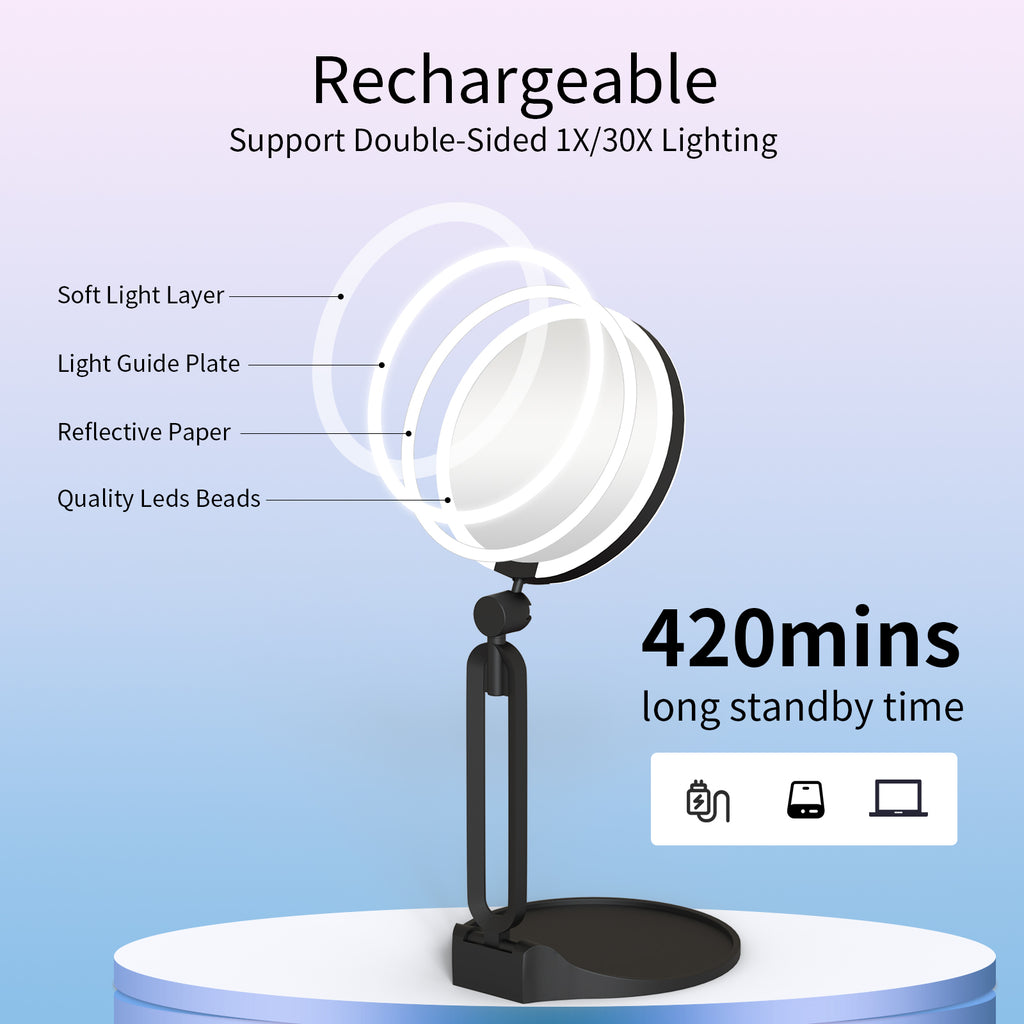 20X Magnifying LED Mirror Double-Sided Portable Perfect for Travel