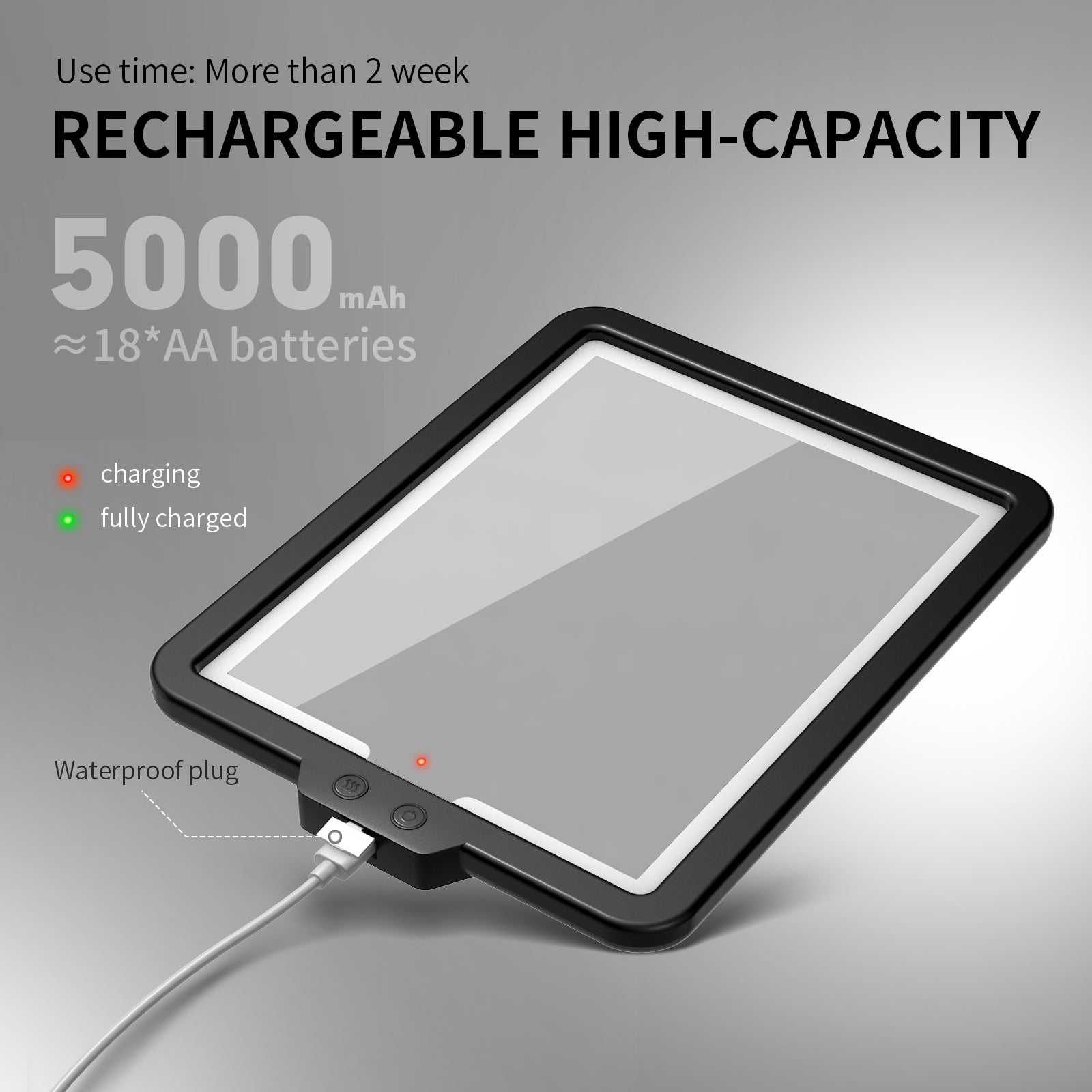 15" Lighted Makeup Organizer 3Color Mirror Adjustable Dividers Travel Ready