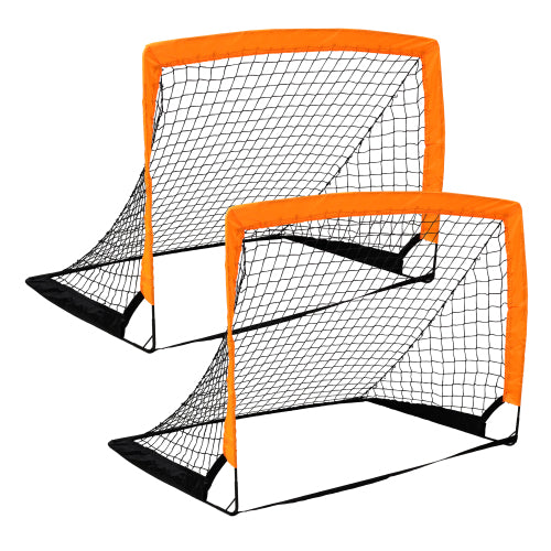 2 Pack Pop Up Soccer Goals, Portable Soccer Nets for Kids Youth Adults, Outdoor Soccer Goal Set for Backyard Games & Soccer Training Orange