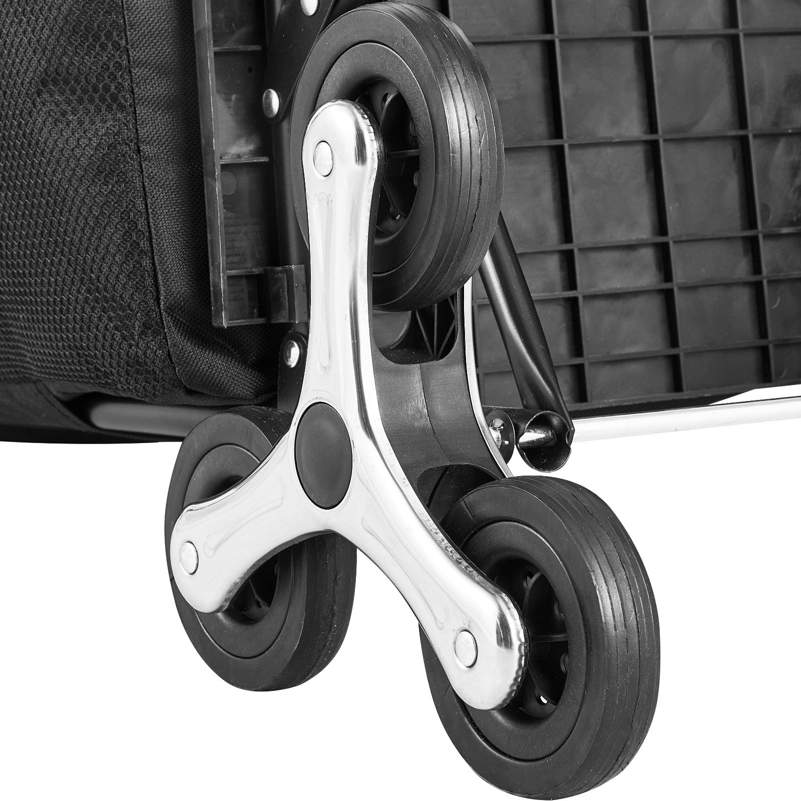 Foldable Stair Climbing Shopping Cart, 36L Utility Cart with 6 Wheels & Storage Bag, Heavy Duty Grocery Cart